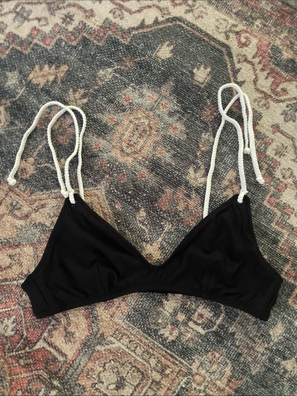 J. Crew Black Bralette with White Rope Tie Straps - Picture 1 of 3